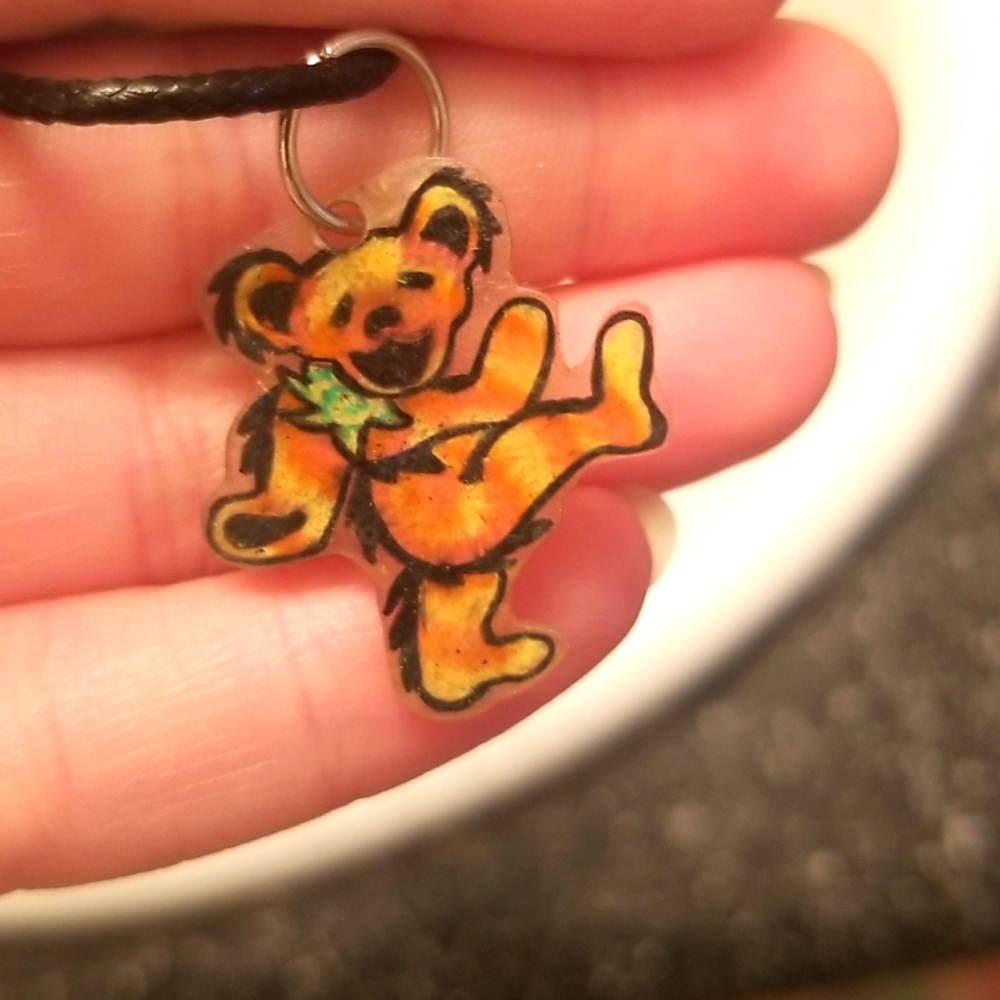 Grateful dead shrinky-dink made necklace